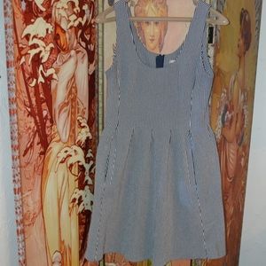 Banana Republic Navy Striped Fit N Flare Dress